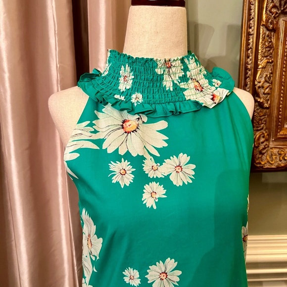 $245 NWT Alexia Admor Molly Tiered Trapeze Halter Dress Green Daisy Size 6 - Picture 3 of 4